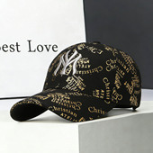 时尚 显脸小棒球帽女春夏休闲满印字母刺绣硬顶男街头遮阳帽子秋冬