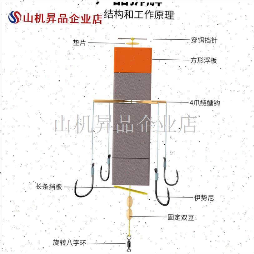 长线反离底钓鲢鳙反底钓线组海竿杆翻板钩钓组配件X方块浮力板套.