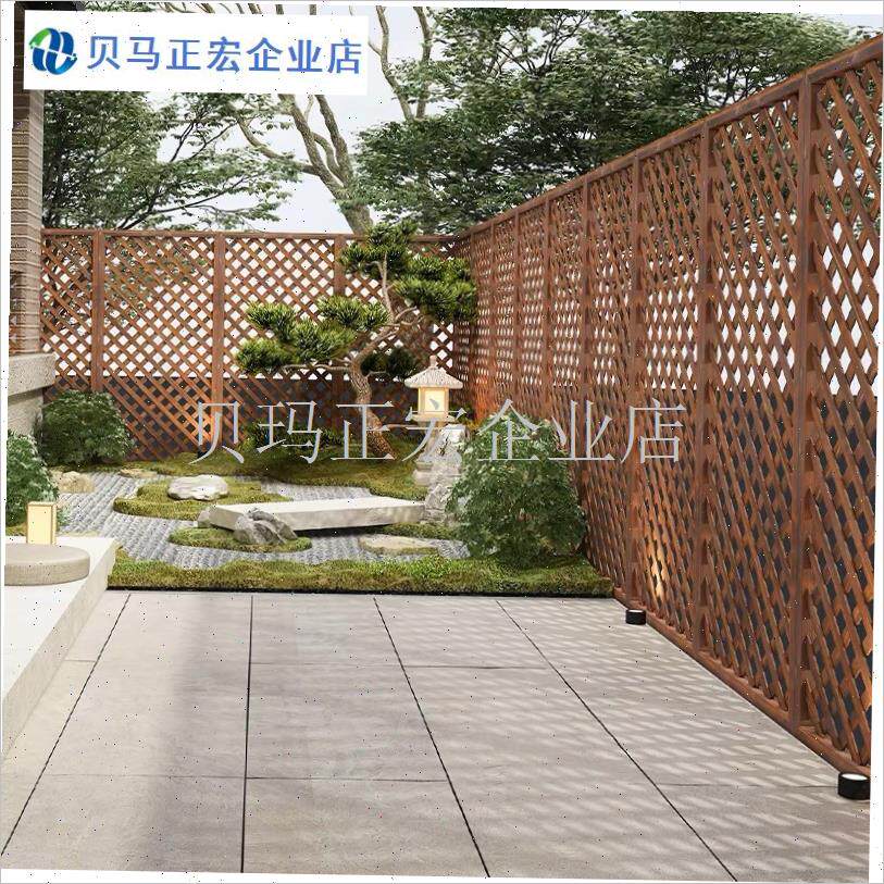 防腐木栅栏篱笆围栏护栏庭院网B格屏风隔断爬藤炭化木花架装饰户