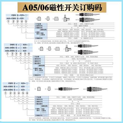 亚德客传感器A06/A05-EMSH/EMSG/DMSG/DMSH-020/030/050 耐油防水