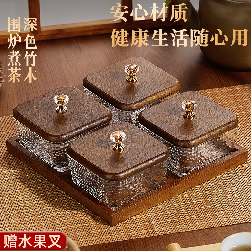 本樱玻璃果盘水果盘客厅茶几家用