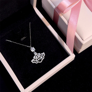 满钻扇形裙子纯银项链女款 轻奢小众高级感精致百搭送女生生日礼物