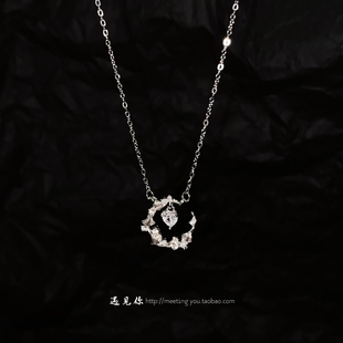 《月下星语》999足银星星月亮项链女轻奢小众设计感锁骨链送女友