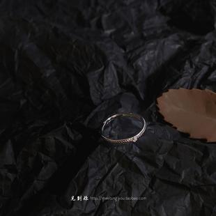 Meeting You-《一点冰》S925纯银小众设计麦穗肌理开口复古戒指女