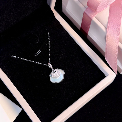 平安锁纯银项链送闺蜜礼物