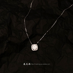 《冰岛》S925纯银小方块项链女轻奢小众设计高级锁骨链送闺蜜礼物