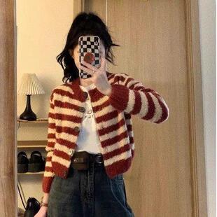 TN可PHNP安拉红新款秋装韩系小香风毛衣织开衫外套女春秋款上针衣