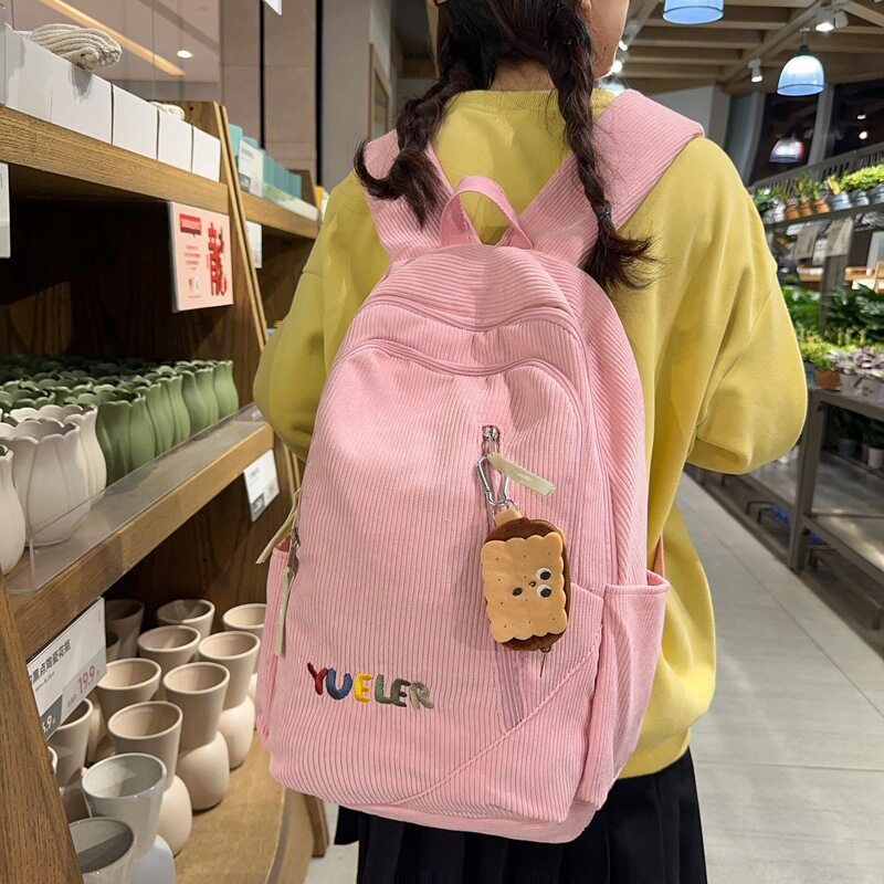 欧洲站纯色女韩版原宿双肩包校园学生书包