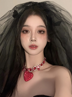 BXA暗黑万圣节黑色蝴蝶发饰头饰鬼新娘头纱发夹发梳拍照装扮道具