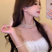 名媛香氛 千金感多层锆石项链轻奢时尚 满钻颈链晚礼服配饰锁骨链