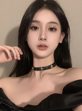 BXA皮革choker项圈女项链