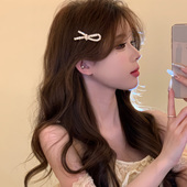 嗲贵千金 爆闪精致蝴蝶结发夹气质少女ins风高级感一字夹边夹发饰