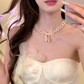 娇柔月光 法式 复古镂空蝴蝶结choker施家珍珠项链气质颈链锁骨链