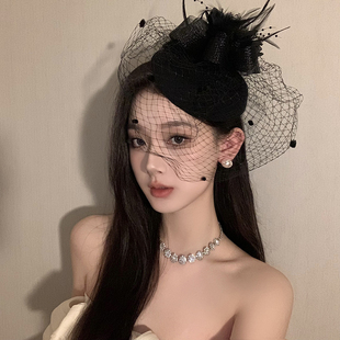 BXA万圣节小礼帽发夹女款赫本风名媛晚礼服发饰时尚小众头饰发卡