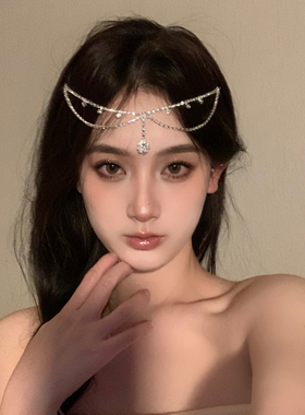 BXA神女光辉~异域头饰古风流苏发饰女额饰眉心坠面帘饰品拍照道具