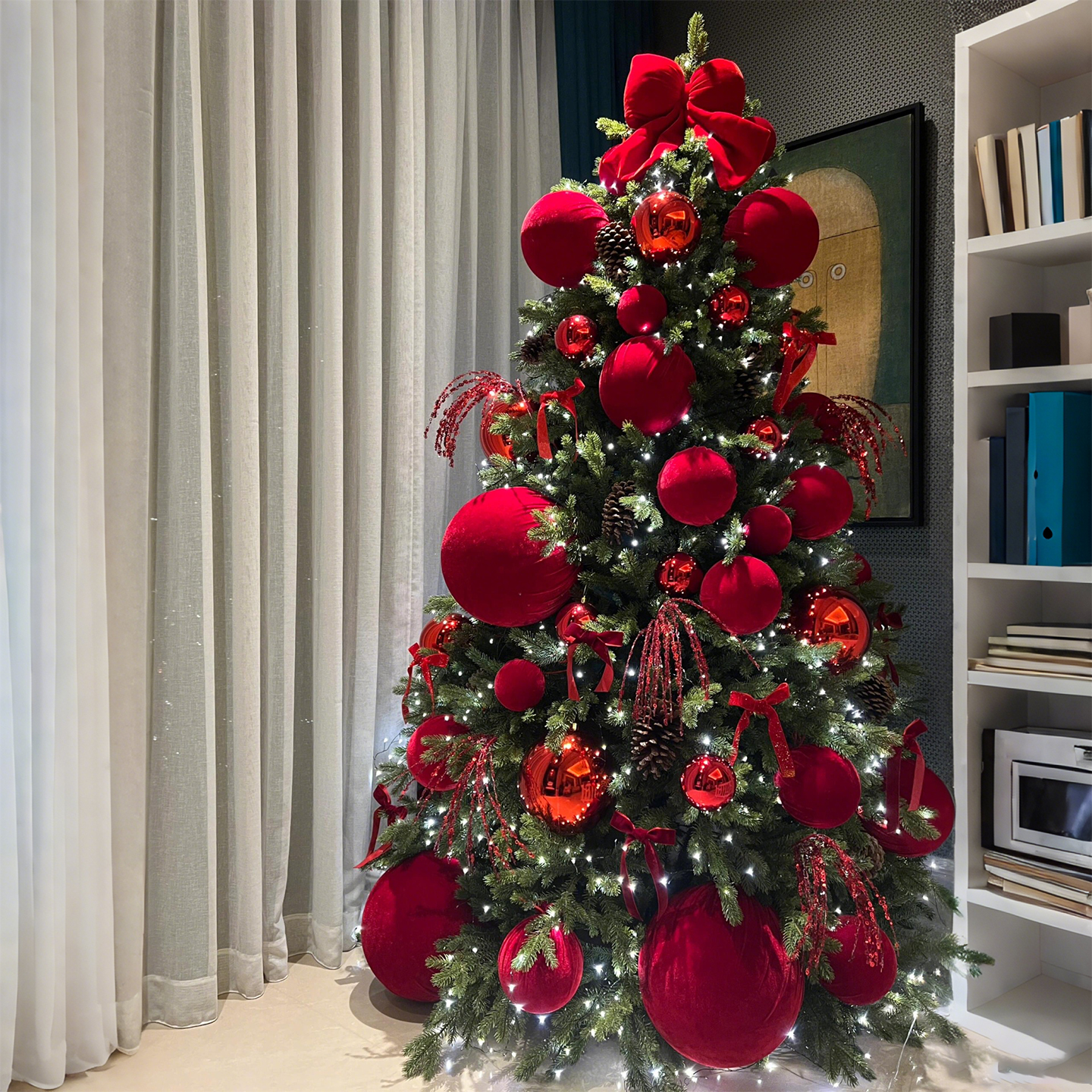 今年很火的红色绒布圣诞树