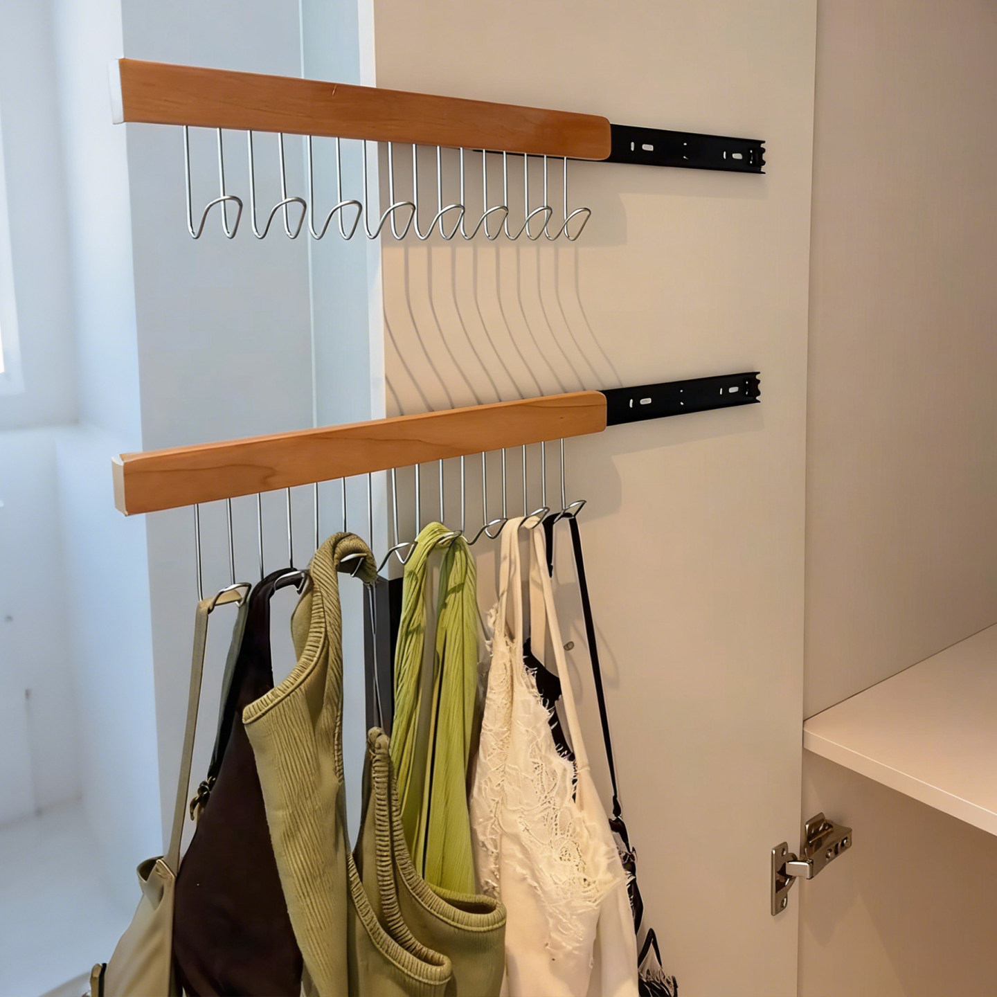 免打孔可伸缩挂衣架壁挂粘贴抽拉滑轨挂衣钩收纳衣架家用卧室衣柜,收纳整理,木质衣架,淘宝优惠券,粉丝福利购,淘宝优惠卷