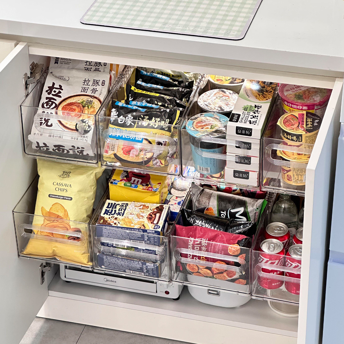 桌面零食收纳盒抽屉式可伸缩橱柜泡面整理盒亚克力透明杂物收纳筐,收纳整理,桌面收纳盒,淘宝优惠券,粉丝福利购,淘宝优惠卷