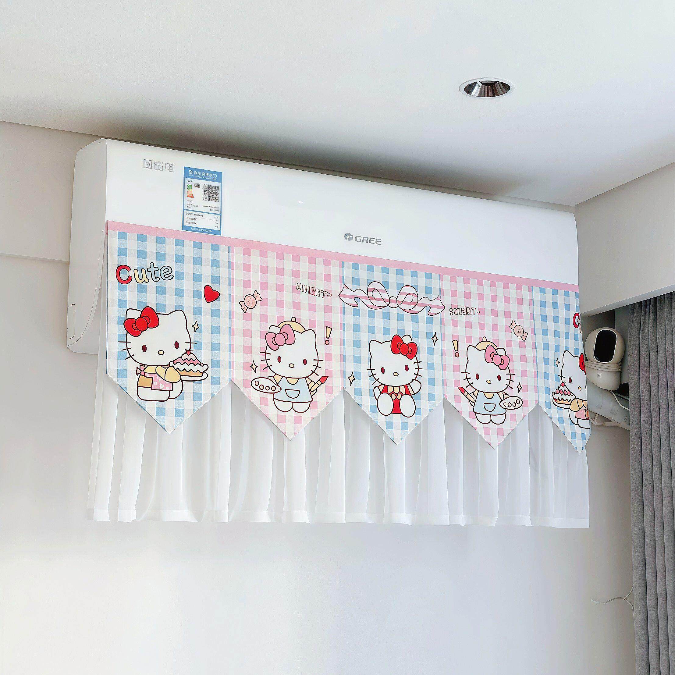 可爱猫咪空调挡风帘防直吹家用卧室儿童房空调罩高颜值开机不取