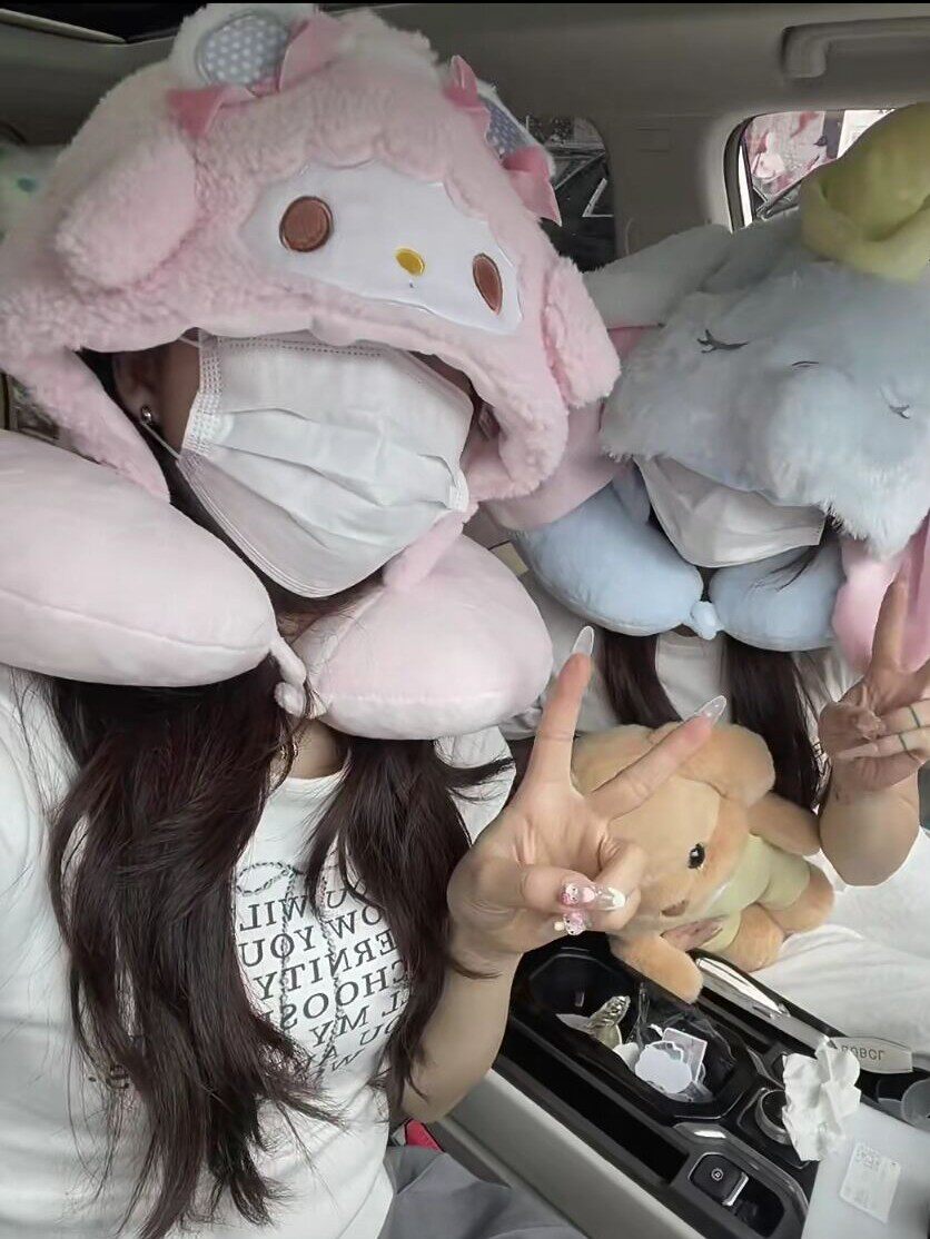 덤보 U 자형 베개 후드 여학생 사무실 낮잠 여행 베개 휴대용 귀여운 자동차 목 베개 귀여운
