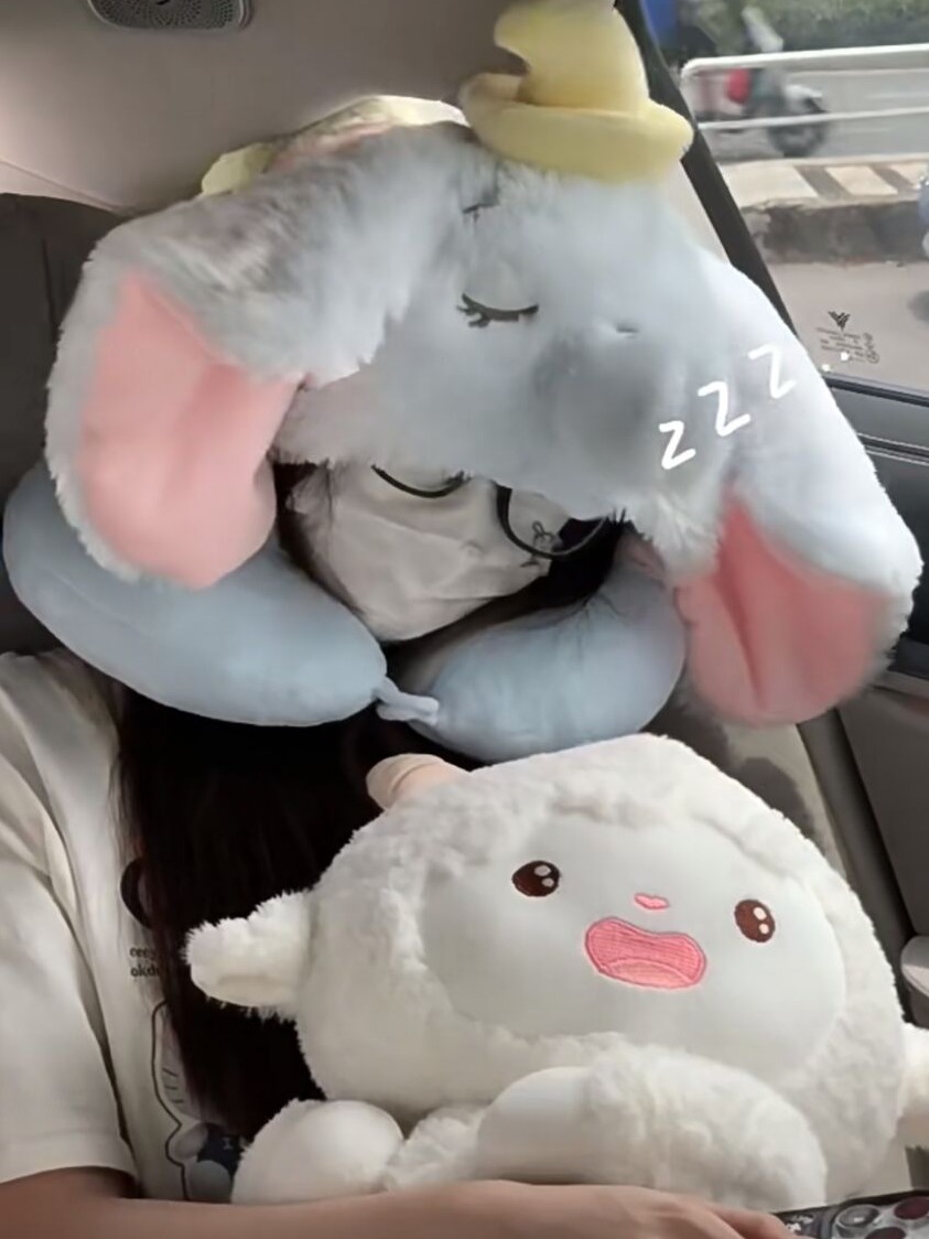 덤보 U 자형 베개 후드 여학생 사무실 낮잠 여행 베개 휴대용 귀여운 자동차 목 베개 귀여운