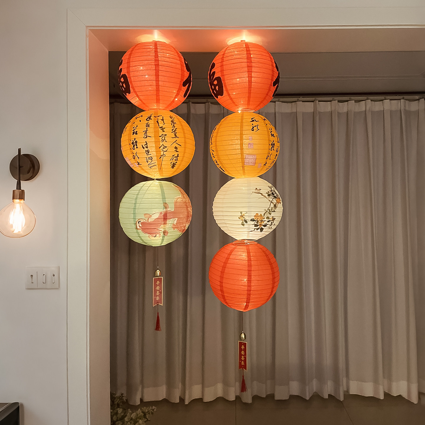 新年装饰福字灯笼挂件2026马年元旦客厅氛围感布置春节喜庆挂饰