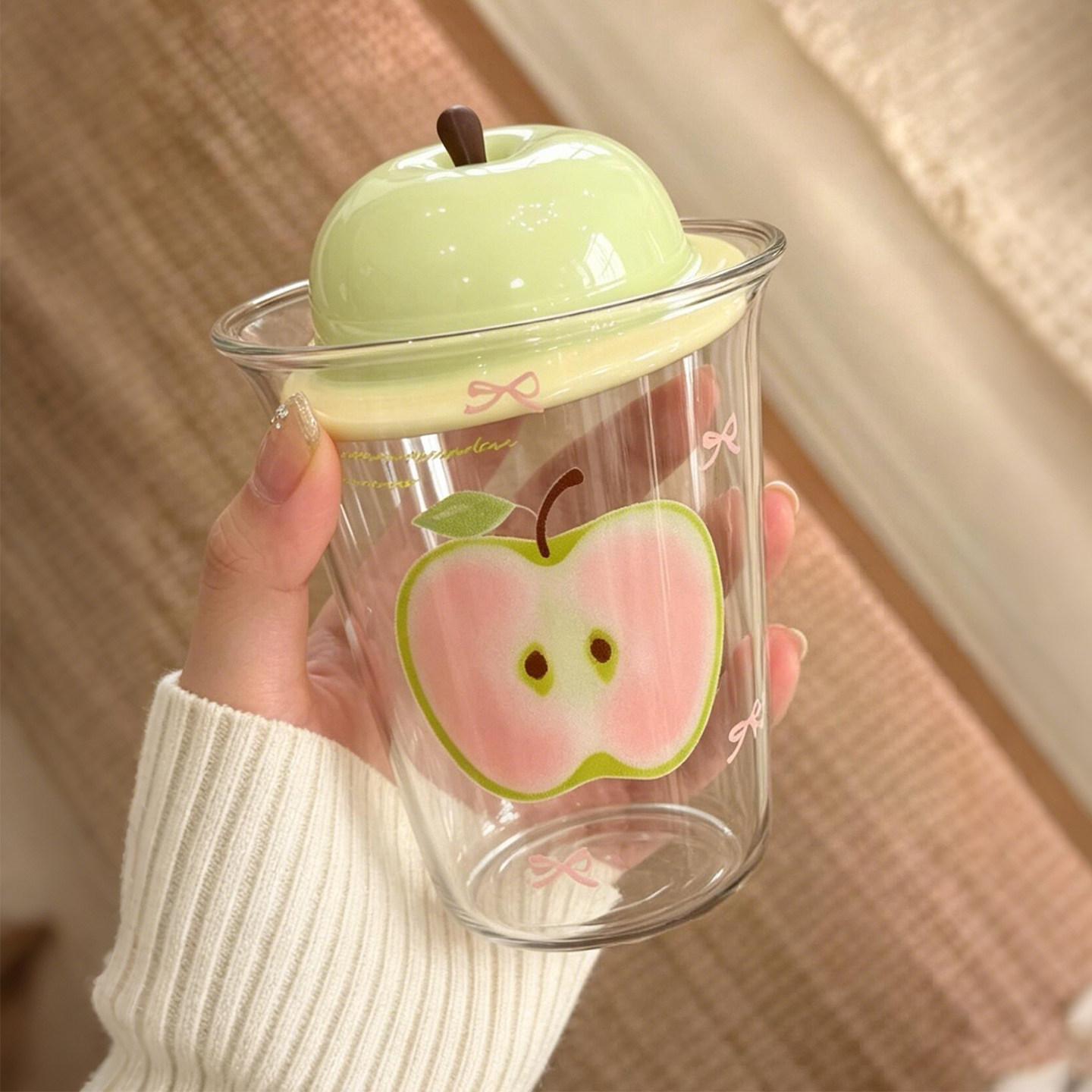 青苹果水杯女生高颜值吸管杯学生宿舍早餐牛奶燕麦杯办公室咖啡杯