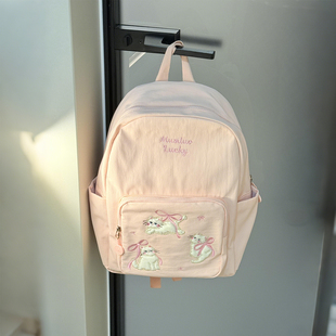 可爱小猫书包女双肩包初高中小众背包大容量可放电脑通勤旅行包