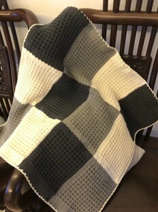 华夫格手工编织毯子diy钩针织毛线盖毯牛奶棉四股diy手工礼物