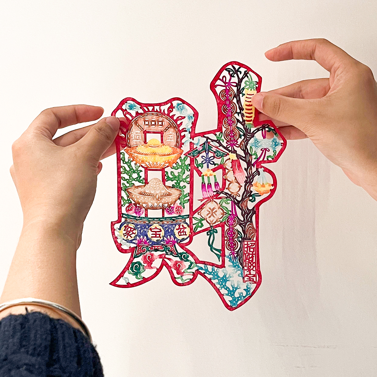 招财进宝马年窗花非遗蔚县特色剪纸新年装饰春节乔迁喜庆玻璃贴