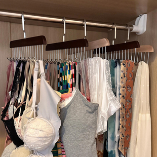 多功能木制衣架内衣吊带背心收纳挂衣神器家用卧室宿舍挂钩晾衣架