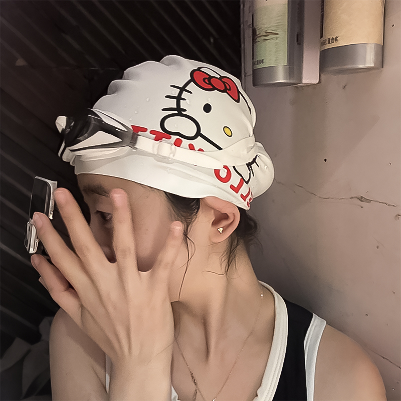哈嘍Kitty泳帽泳鏡三件套女