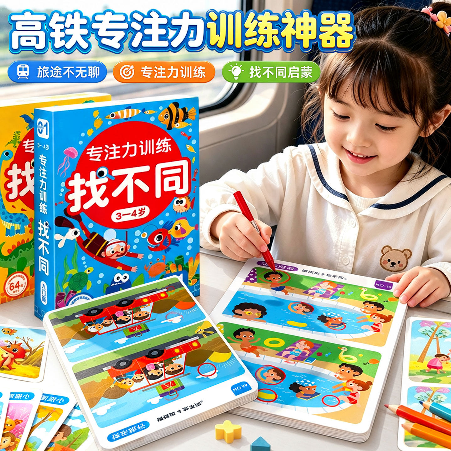 找不同游戏高铁带娃长途打发时间旅行玩具益智小学生飞机儿童桌游