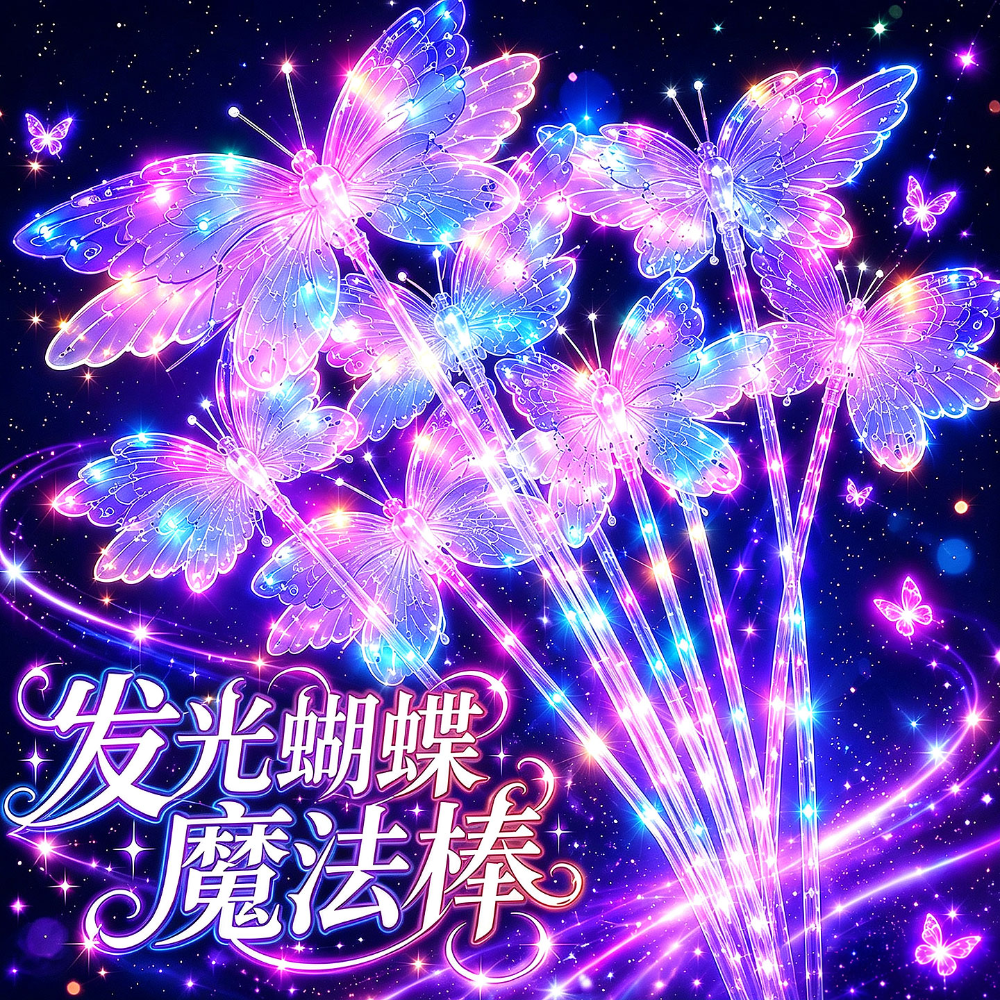 新款led发光蝴蝶手持魔法棒夜市摆地摊闪光摇摆仙女义乌6儿童玩具图片