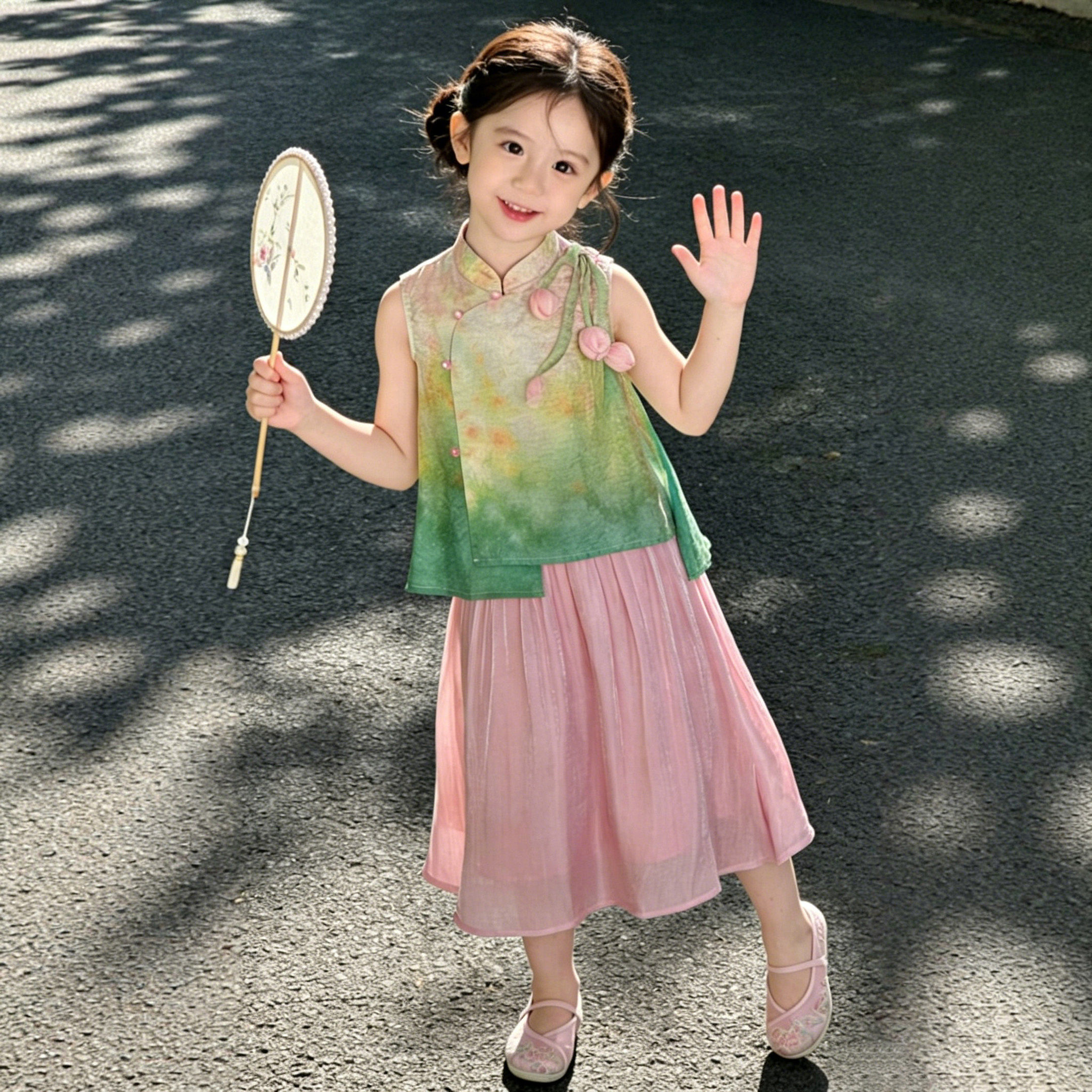 女童夏季汉服套装新中式国风裙子图片