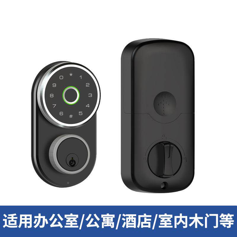 贸美呆门锁智能外锁闭锁暗锁电子锁智能门锁木锁中性指纹锁式涂鸦