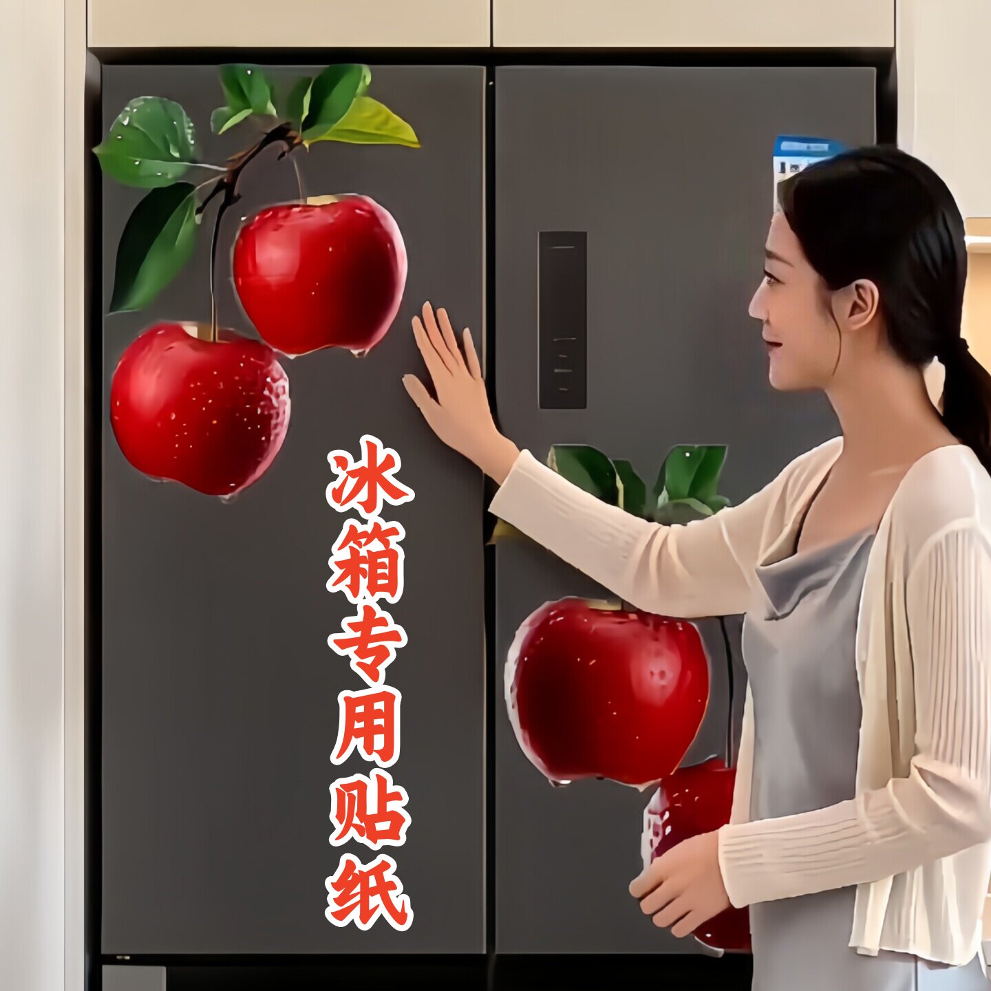冰箱贴纸高清苹果图案遮丑装饰贴冰箱贴纸装饰小图案厨房防油自粘