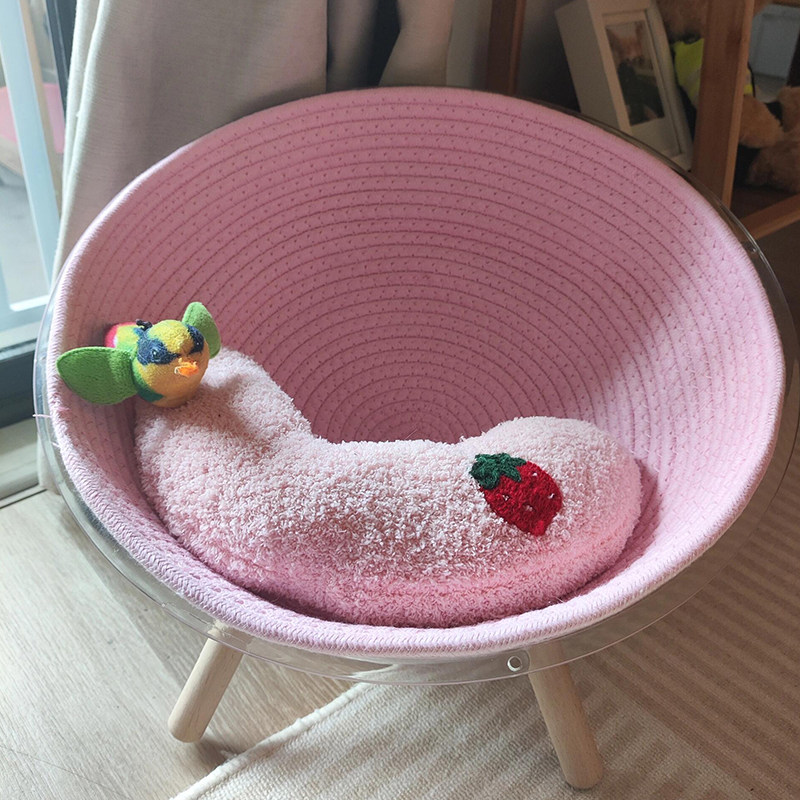 太空舱猫窝垫子猫咪棉垫圆形猫窝垫半球罩睡垫透气耐抓耐磨可水洗