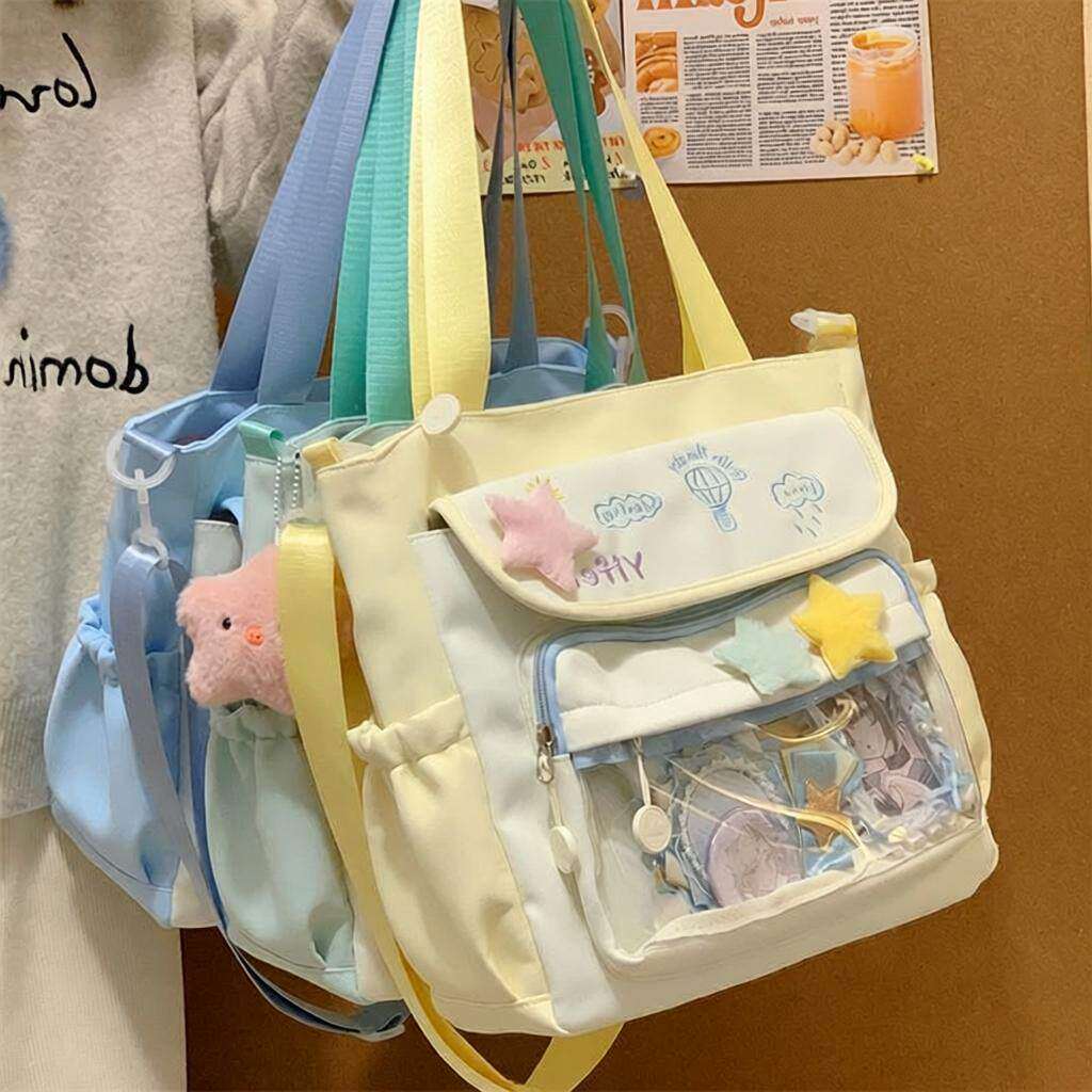 帆布包女单肩小清新百搭痛包拎书袋大容量手提袋补习袋学生斜挎包