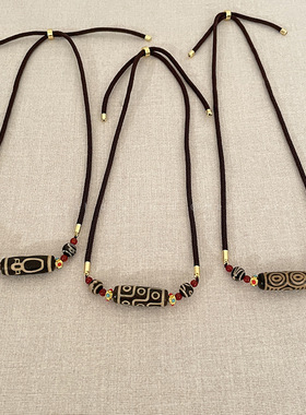 藏式手搓棉绳项链绳吊坠挂绳可横穿天珠唐卡高货手工编锁骨链绳