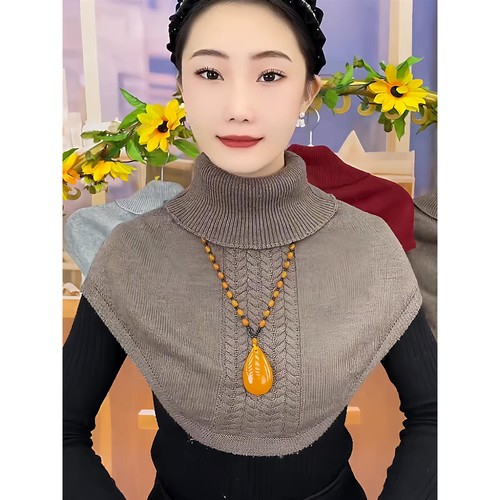 高领女假领子冬季椎保暖围脖套头披肩睡觉防寒护肩膀护颈脖套围巾