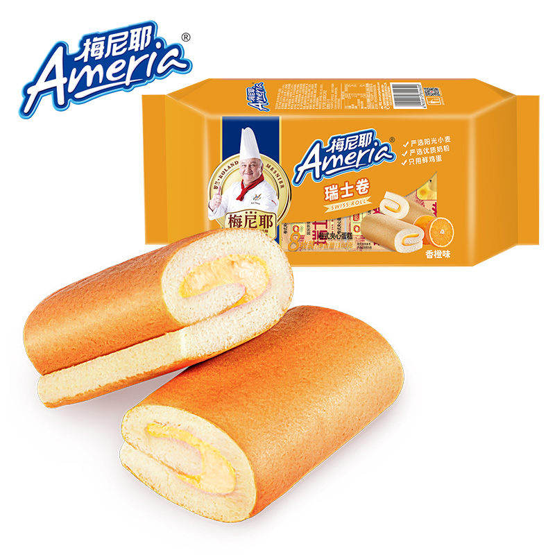梅尼耶瑞士卷面包营养早餐代餐糕点心办公室下午茶休闲零食品整箱