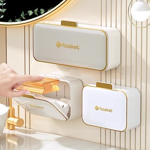 沥水家用带盖卫生间高档翻盖双格放香皂置物架 肥皂盒免打孔壁挂式