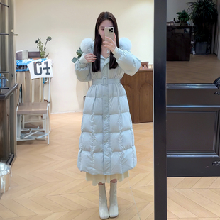 韩国东大门羽绒棉服女2026冬季新款毛领连帽宽松显瘦过膝长款外套