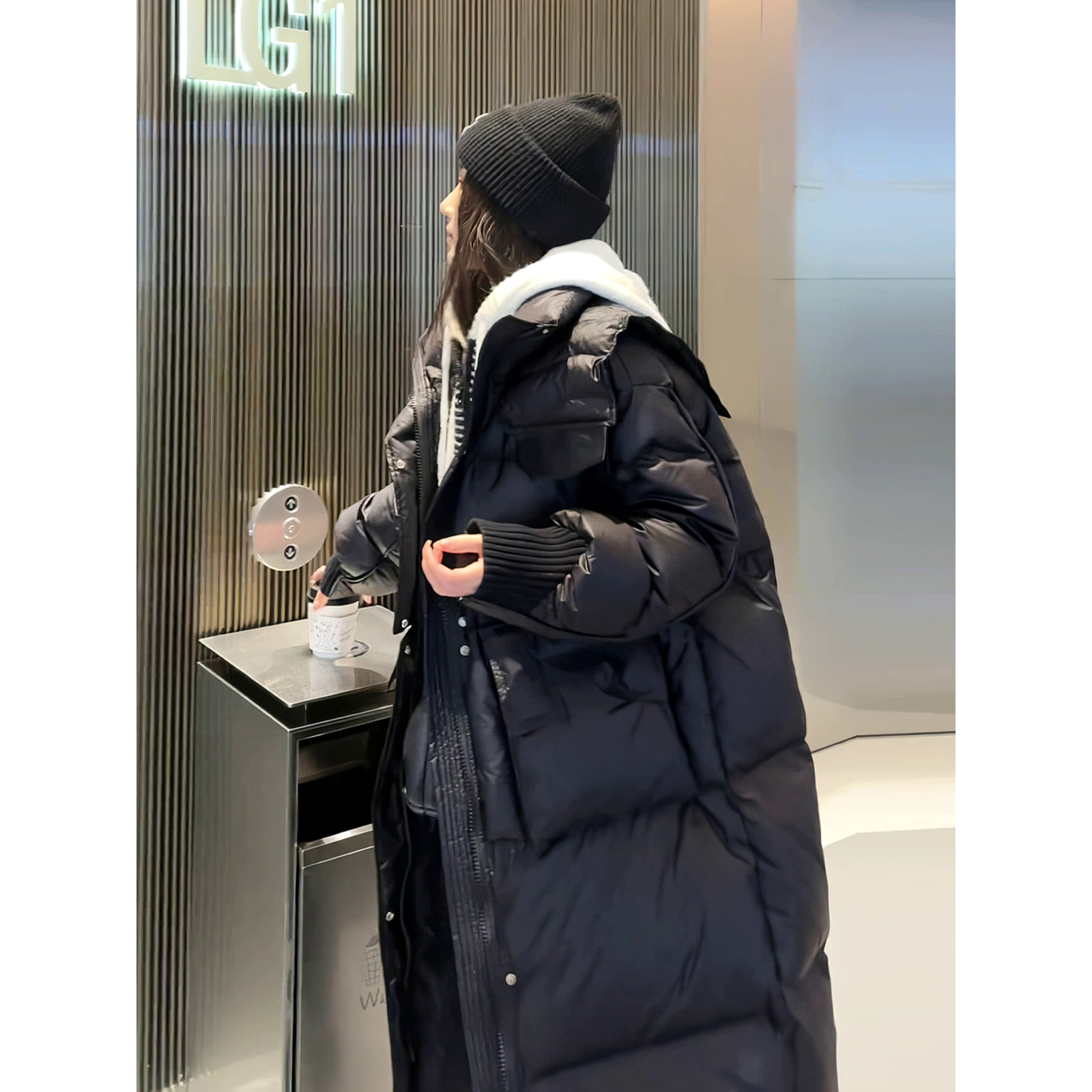 羽绒棉服女冬季中长款过膝连帽