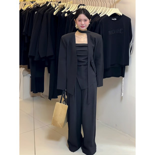 2026超火春上新高级感纯色背心+简约风西装+百搭西裤套装(配飘带)