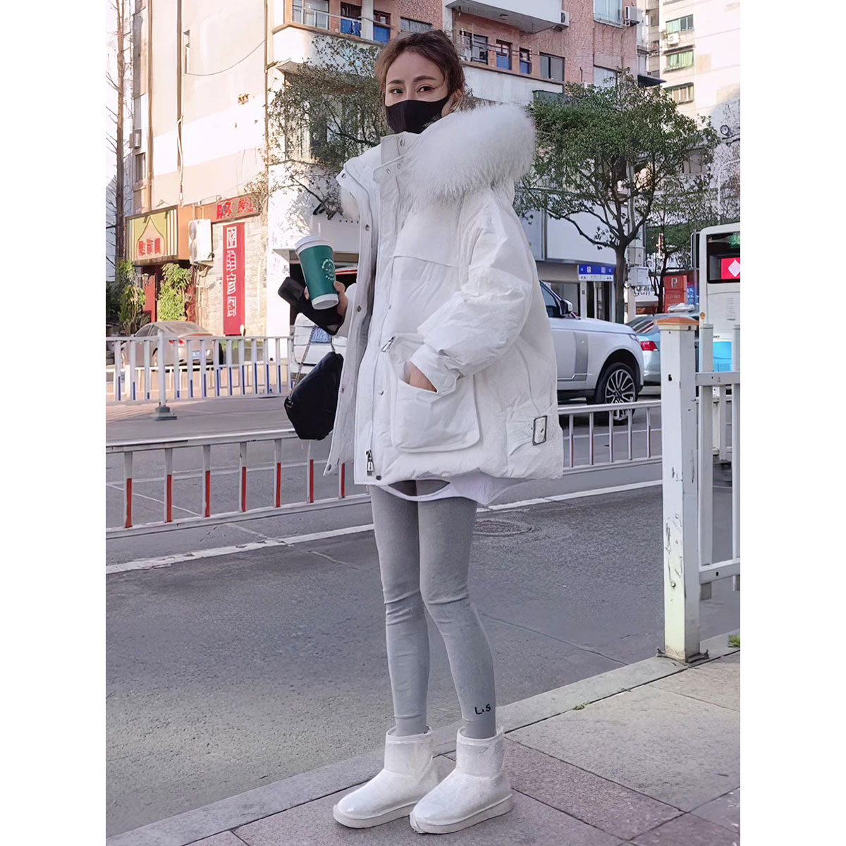 羽绒服女中长款2024年新款真毛领