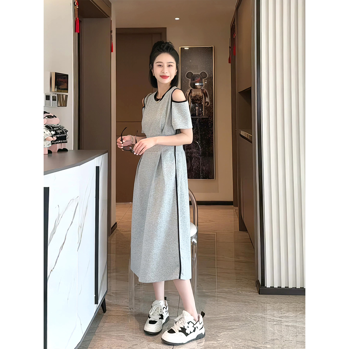 韩版棉时尚气质减龄连衣裙