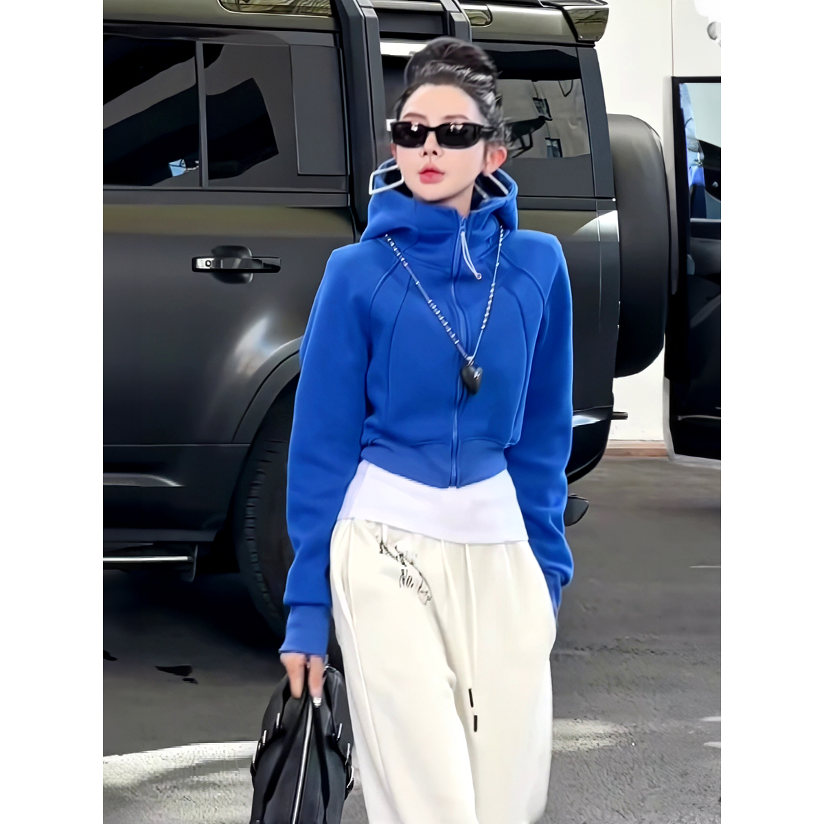 设计感加绒加厚设计感连帽卫衣