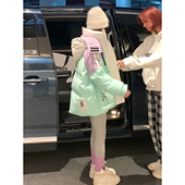 羽绒棉服女2026年冬季 新款 中长款 工装 潮流炸街时尚 撞色加厚宽松